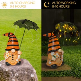Outdoor Decor Garden Gnome Statues - Garden Gnomes Outdoor Funny with Solar Lights Waterproof, Gnomes Decorations for Yard Patio Lawn Home, Resin Christmas Ornaments Garden Gnomes Gifts for Women