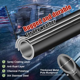 Truck Flag Pole with Hitch Holder – 6FT Heavy Duty Flagpole Kit for 2" Tow Hitch, Dual Angle Mount, Windproof Sleeve for Trucks, Jeep,Trailer – for Tailgating,Parades,Off-Road Flag Display