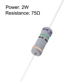 Sourcingmap 100Pcs 75 Ohm Resistor, 2W 5% Tolerance Carbon Film Resistors, 4 Bands for DIY Electronic Projects and Experiments