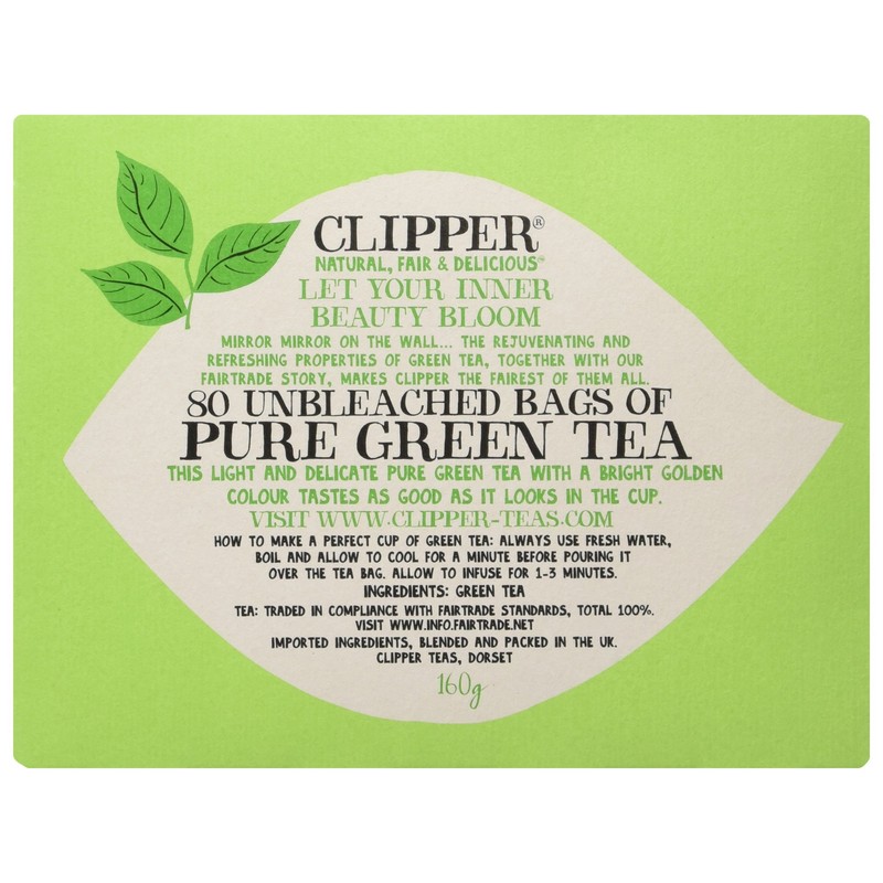 Clipper Pure Green Tea 80 Unbleached Bags, 160g