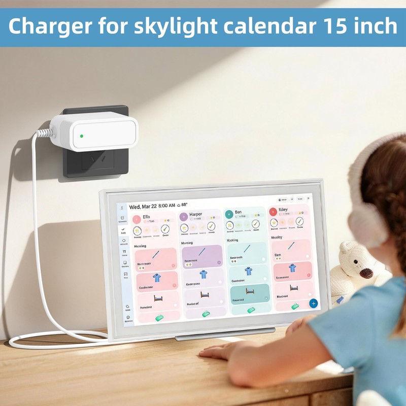 Power Cord Compatible with Skylight Calendar 15 inch, 12V Adapter
