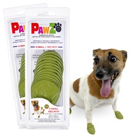 PawZ Rubber Dog Boots for Small Paws - All-Weather Waterproof Dog Shoes, Anti-Slip Traction for Rain, Snow, Mud & Hot Pavement - Pull-On Dog Booties, Olive Green - X-Small (1.5"-2") - Pack of 24
