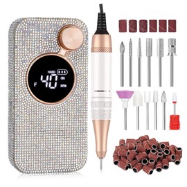 CHRISTINE SHELLY Electric Nail Drill,40000RPM Cordless Nail File Rechargeable with 12 Drill Bits for Acrylic Nails Gel Polishing,E File Nail Kit Machine for Manicure Salon Home AB Diamond