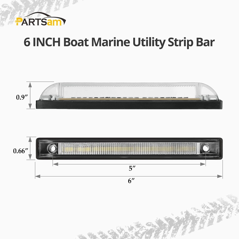 Partsam 4pcs 6" White 12 Led Utility Strip Light Boat