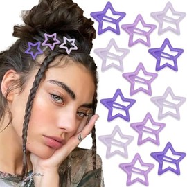 NAISKA- Pinzas para el cabello con forma de estrella Y2K: recibirás un paquete que incluye 12 pinzas para el cabello con forma de estrella (3 * colores) horquillas para el cabello a presión. Los acces