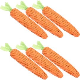 6Pcs Carrot Cat Toys, Cat Rope Carrot Toys for Chew, Cat Dental Chew Toy Kitten Teething Toys for Indoor Cats, Natural Interactive Sisal Carrot Cat Toys, Teeth Grinding Playthings