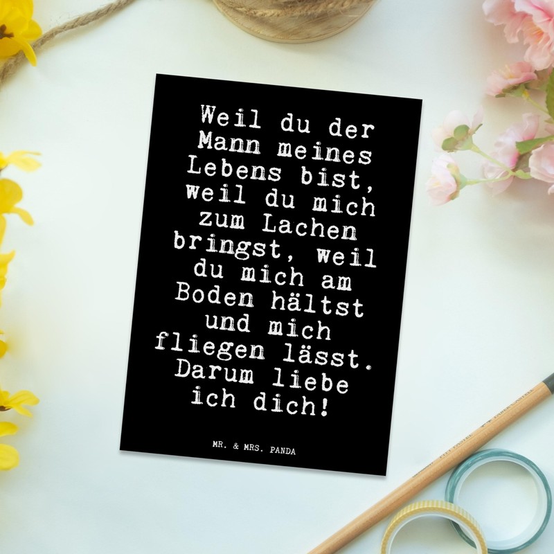 Mr. & Mrs. Panda Postcard "Weil du der Mann..." Gift,