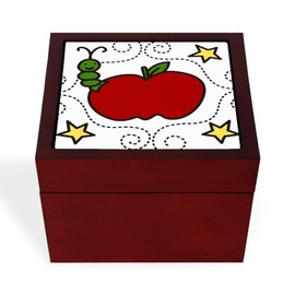 CafePress Apple And Worm Memory Keepsake Jewelry Box, 5"x5"x3.75"