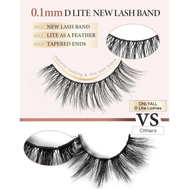 Onlyall Natural Lashes Wispy Lashes Natural Look False Eyelashes Flared