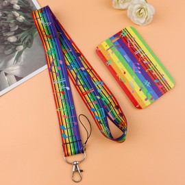 BKBKAAK Lanyard for Id Badges, Pride Silky Neck Lanyards with Badge Holder, Music Rainbow Lanyard with Keychain for Women Teacher Student Nurse