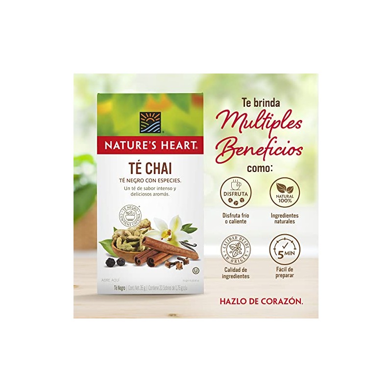 Nature's Heart Té Chai con Especias, 20 sobres