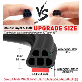 CHUANJI CHUANJI Car Door Seal Strip 32.8ft Universal Automotive Weather Stripping Double Layer Auto Rubber Soundproofing Weatherstrip Self Adhesive Soundproof Sealing Strip for Car Rv Hood Cover