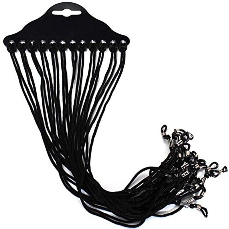 12PCS Black Non-Slip Eye Wire Eyeglass Cord Reading Sunglass Neck