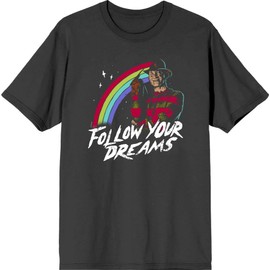 A Nightmare On Elm Street Follow Your Dreams Men's Charcoal Crew Neck Short Sleeve Tee-Medium
