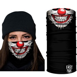 Fast Mask Tubular Face Mask - Tubular Bandana Pin Face Clown Design & Breathable Fabric - 100% Polyester Microfiber Face Protection with SPF 40 for Men and Women-Pin Face Clown
