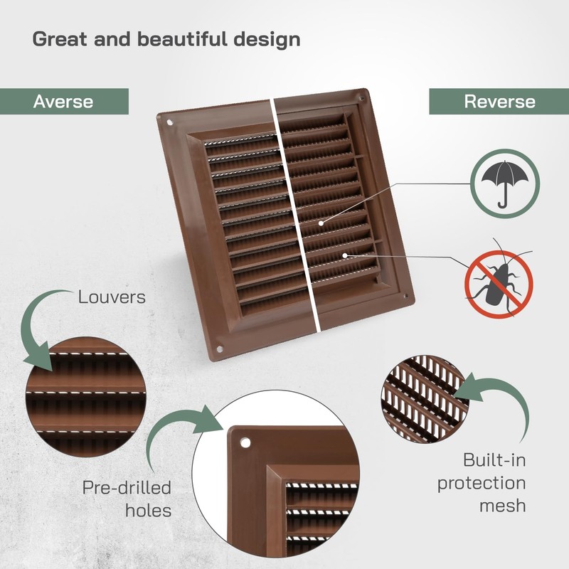 Vent Systems 6'' x 6" Inch Brown Air Vent Cover