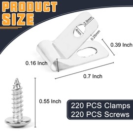 Tottist 220 Pcs Fence Wire Clamps Stainless Steel Fencing Mounting Clips with 220 Pcs Stainless Steel Screws for 12-16 Gauge Welded Wire to Wood, Metal or Vinyl Fence(X220 Kit)