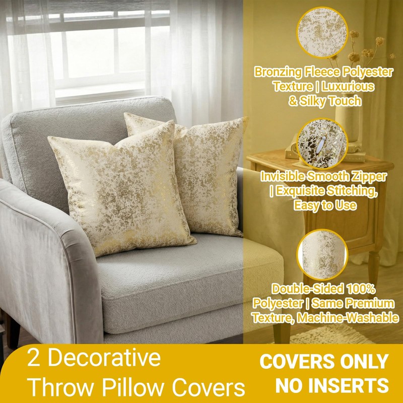 Q&J FABRIC CO. 2 Pack Velvet Throw Pillow Covers 18x18'',