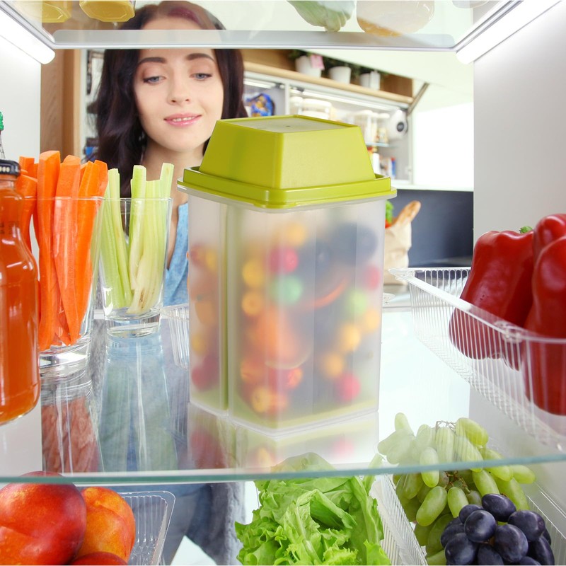 Meyeyaia 3 PCS Pickle Jalapeno Container with Strainers Green Plastic