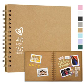 Vienrose DIY Photo Album with 40 Pages, Hard Cover Kraft Paper Spiral Album, DIY Scrapbook for Wedding, Birthday, Khaki