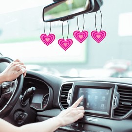 Pink Heart Car Air Fresheners, Pink Preppy Funny Hanging Car Air Fresheners Cute Car Mirror Scented Hanging Car Decoration Ornaments Gift Car Interior Decor Accessories for Men Women