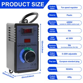 Speed Controller 230 V Pump, Speed Controller 230 V Motor, Fan, Power Regulator 230 V for Angle Grinder/Blower/Hand Drill/Circular Saws Voltage Regulator AC 220 V Peak Power 4000 W