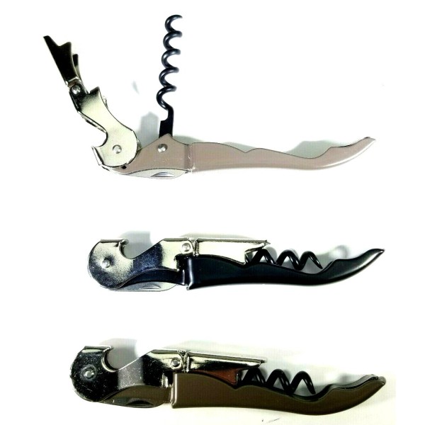 Pulltap's Lot of 3 Corkscrews Doubled Hinged Waiters Wine Key