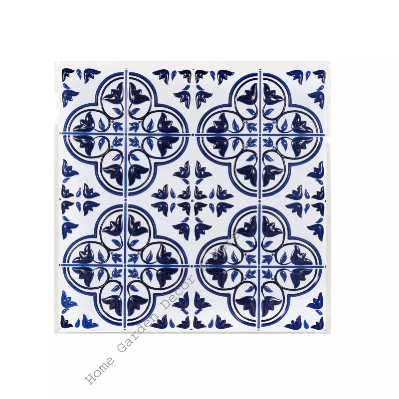 Tool Bench Hardware 3D Blue White Floral Peel Stick Vinyl