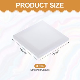 sourcing map 8 Pcs Stretched Canvas for Painting, 6 x 6 Inch Blank Artist Boards 4/5 Inch Profile Cotton Canvas Panels for Beginners Professionals,White
