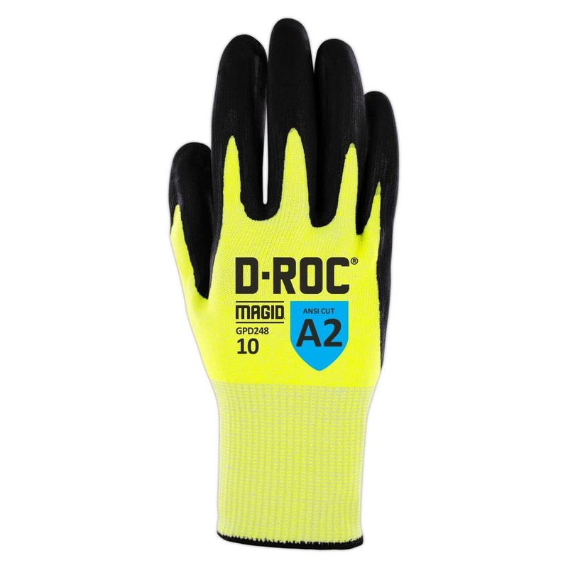 MAGID D-ROC ANSI A2 15-Gauge TriTek Palm Coated Work Gloves,