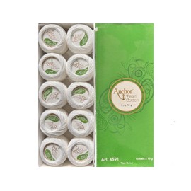 10 Pieces White Cotton Balls Anchor Crochet Cotton Embroidery Thread Balls Size 8 Pearl 10g Cotton Balls (85 Meters Each)