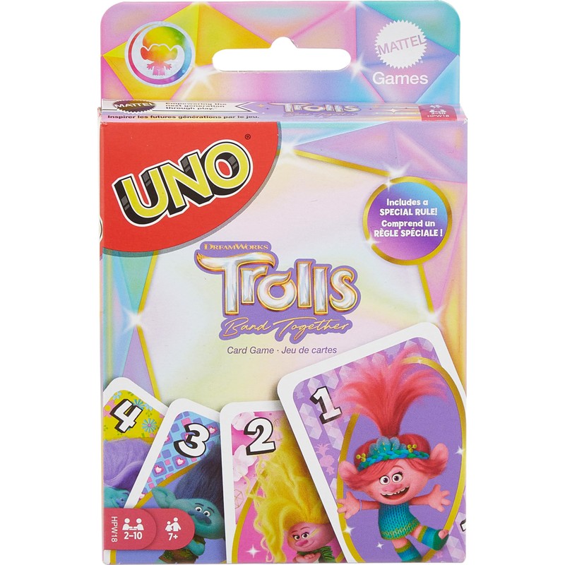 Mattel Games, UNO Juego de Cartas Trolls 3 para niños
