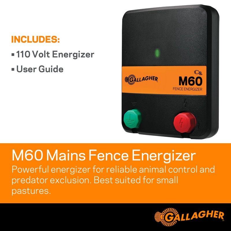 Gallagher M60 Electric Fence Charger | 110V Plug-in Energizer for