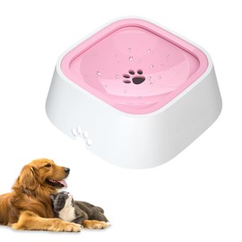 No Spill Water Bowl for Dogs and Cats - Mess Free Dog Water Bowl No Spill for Dog Hydration - Slow Water Bowl for Dogs - Dripless and Zero Splash Dog Water Bowl Dispenser - Keeps Floors Dry (Pink)