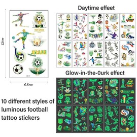 SIRLOMU 10 Sheets Glow-in-the-Dark Tattoos Soccer Kids Boys Party Favors Birthday Cool Soccer Stuff.