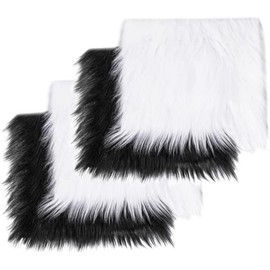 FabricLA Shaggy Faux Fur Fabric - 30" X 36" Inches Pre-Cut - Use Fake Fur for DIY Craft, Fashion Accessory, Home Decoration, Hobby - 2 White & 2 Black Pack