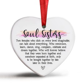 Soul Sister Gifts for Women - Soul Sister Ornament, Soul Sister Gift Keepsake, Friends Christmas Ornament for Women, Friendship Gifts for Best Friend, Bestie, Friend Group, BFF