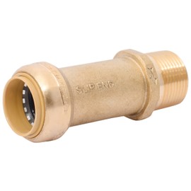 SharkBite 1 Inch MNPT Slip Adapter, Push To Connect Brass Plumbing Fitting, Copper, CPVC, U3140LFA