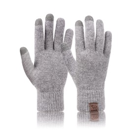 Voqeen 100% Wool Glove Winter Warm Touchscreen Gloves 3 Fingers Touch Screen Texting Mitten Glove for Men Women for Cycling Running Climbing Hiking Outdoor Sports