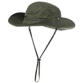 Siggi Safari Hat, Mesh Adventure Hat, Removable, Chin Strap, Foldable, Boonie Hat, Stylish, Fishing Hat, Military Hat, Sun Hat, Hat, 00702_Army Green, XL