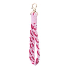 PATIKIL Boho Macrame Keychain, Handmade Wristlet Bracelet Keychain Keyring Holder Key Wrist Lanyard for Women Girls, Pink