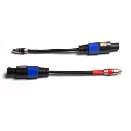 WJSTN Speakon to RCA Cable, Speakon Male to RCA Female Speaker Adapter Cable, 12AWG Speaker Wire, 6 in, 2-Pack