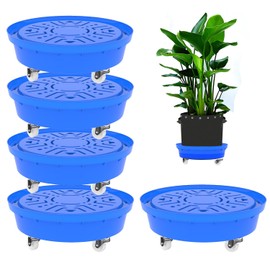 Molgoc Self-Watering Base with Visible Water Level,Keeps Leaves and Flying Insects Out,Maintains Water Quality, Equipped with Rollers for Easy Movement and Rotation, Blue,5