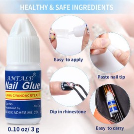 MAGIC ARMOR 10 Bottles Professional Nail Glue for Tips Nail Glue for Artificial Nails Extra Strong for Nails Repair of Torn Quick Drying Nail Glue for Nail Salon Nail Shop Beginners