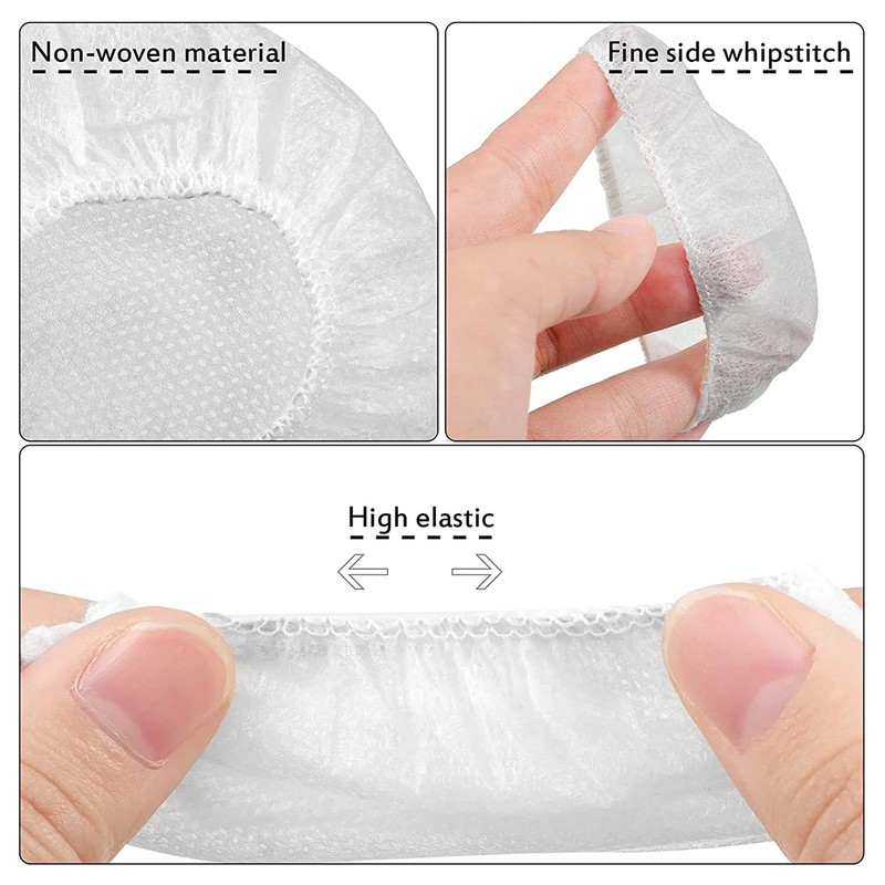 Tvoip 100Pcs White Non-Woven Sanitary Headphone Ear Cover, Disposable Super