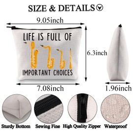 BDPWSS Saxophone Gifts Saxophonist Gift Musical Instrument Gift Life is Full of Important Choices Saxophone Lover Makeup Bag (Choice Saxophone bagCA)