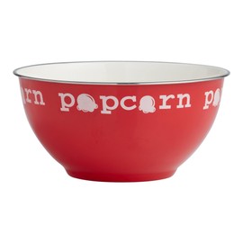 Popcorn Server Bowl - Light & Sturdy Popcorn Bowl - Reusable Popcorn Mixed Serving Dish Bowl - Movie Night and Party Essentials - Popcorn Containers - Red Enamel Popcorn Serving Dish - 4L Capacity