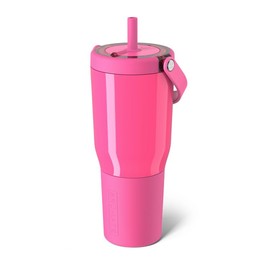 BrüMate Resa 35oz 100% Leakproof Insulated Travel Tumbler | Cup-Holder Friendly Insulated Tumbler | Built-in Silicone Sleeve and Easy Carry Handle:_Neon Pink