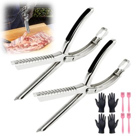 Rib Membrane Removal Tool,Stainless Steel Rib Prep Tool Membrane Remover,Ergonomic Rib Skinner for BBQ Accessories,Kitchen Gadgets Utensils for Grill Set,Dishwasher Grilling Accessories (2 Sets)