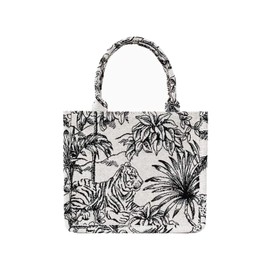 Fashion luxury tote bag cotton linen one shoulder handbag large capacity jacquard embroidery retro exquisite graffiti(S)